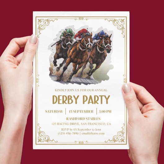 Invitation Élégante course de cheval Derby Party équestre