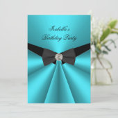 Invitation Elégante Cravate Turquoise de Bow Noir Anniversair (Debout devant)