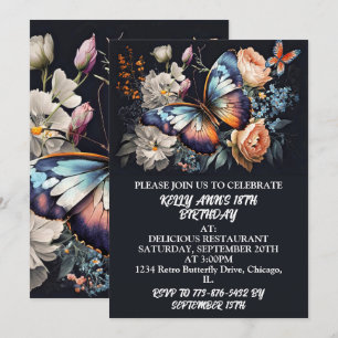 Invitation Elégante création papillon Art Anniversaire