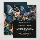 Invitation Elégante création papillon Art Anniversaire (Devant / Derrière)