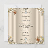 Invitation Elégante Crème Beige Gold Butterfly Anniversaire (Dos)