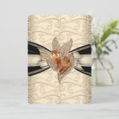 Invitation Elégante crème Caramel Noir Or Ambre 2 (Debout devant)