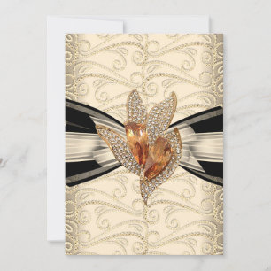 Invitation Elégante crème Caramel Noir Or Ambre 2