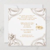 Invitation Elégante Crème de mariage Or Blanc Swans Bow Set (Dos)