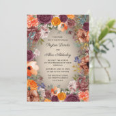 Invitation Elégante Crème de rouille orange Floral Mariage Br (Debout devant)