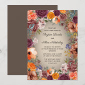 Invitation Elégante Crème de rouille orange Floral Mariage Br (Devant / Derrière)