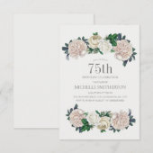 Invitation Elégante Crème d'ivoire Florale 75e anniversaire (Devant / Derrière)