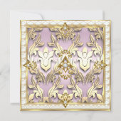 Invitation Elégante Crème d'or rose vif fête d'anniversaire (Dos)