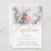 Invitation Élégante Crème Dusty Pétoncles Baptême Christening (Devant)