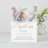 Invitation Élégante Crème Dusty Pétoncles Baptême Christening (Debout devant)