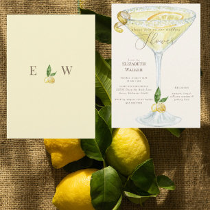 Invitation Élégante Crème et Jaune Limoncello Mariage Douche