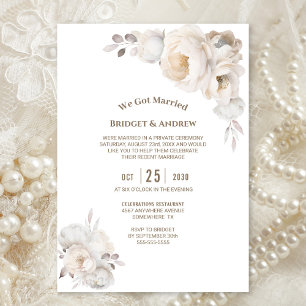 Invitation Elégante Crème Florale Réception de mariage