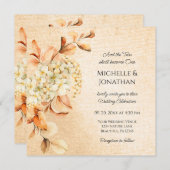 Invitation Elégante Crème Hydrangea Floral Mariage chrétien (Devant / Derrière)