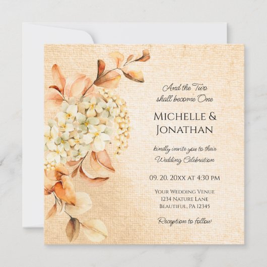 Invitation Elégante Crème Hydrangea Floral Mariage chrétien (Devant)
