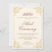 Invitation Elégante Crème Or Mariage musulman islamique (Devant)