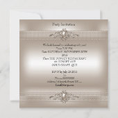 Invitation Elégante Crème Pearl 40e fête d'anniversaire (Dos)