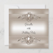 Invitation Elégante Crème Pearl 40e fête d'anniversaire (Devant)
