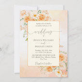 Invitation Elégante crème pêche fleurs d'orange (Devant)