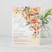 Invitation Elégante crème pêche orange rose douche nuptiale (Debout devant)