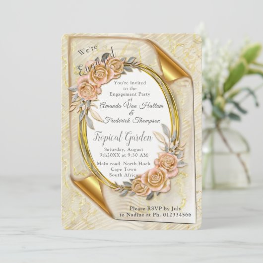 Invitation Élégante crème ripple (Debout devant)