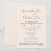 Invitation Elégante crème romantique d'ivoire off Mariage bla (Devant / Derrière)