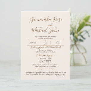 Invitation Elégante crème romantique d'ivoire off Mariage bla