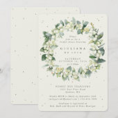 Invitation Elégante crème Snowberry+Eucalyptus Fête des marié (Devant / Derrière)