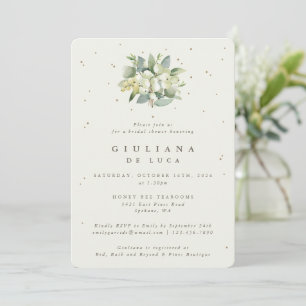 Invitation Elégante crème Snowberry+Eucalyptus Fête des marié
