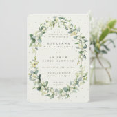 Invitation Elégante crème Snowberry+Eucalyptus Mariage (Debout devant)