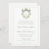 Invitation Élégante crête avec mâchoire verte Sage | Mariage (Devant / Derrière)