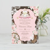 Invitation Élégante crête de cheval rose rustique Charro Quin (Debout devant)