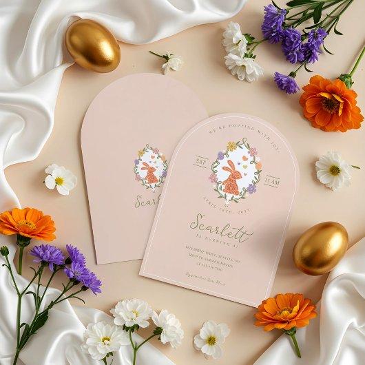 Invitation Elégante crête de lapin de Pâques Printemps Floral