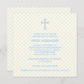 Invitation Elégante Croix Bleue Beige Garçons Brisant (Devant / Derrière)