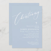 Invitation Elégante Croix Bleue Bleue Bleue Bleue Boy Christe (Devant / Derrière)