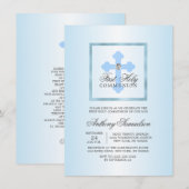 Invitation Elégante Croix Bleue Première Communion Sainte GAR (Devant / Derrière)