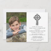 Invitation Elégante Croix celtique Photo Première Communion S (Devant)