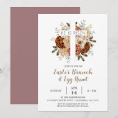 Invitation Elégante croix florale Christian Pâques Brunch (Devant / Derrière)