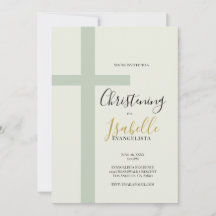 Elégante Croix Minimaliste de Christening Vert Sau