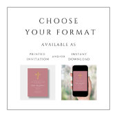 Invitation Élégante Croix religieuse rose Confirmation fille