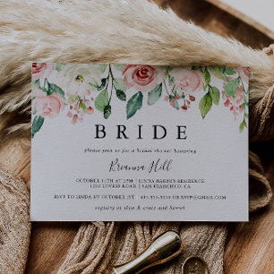 Invitation Élégante Dainty Automne Floral Bride Fête des mari