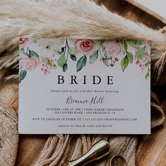 Invitation Élégante Dainty Automne Floral Bride Fête des mari