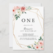 Invitation Elégante Dainty Automne Floral Premier Anniversair (Devant)