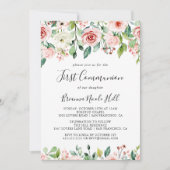 Invitation Élégante Dainty Automne Floral Première Communion (Devant)