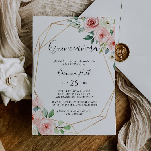 Invitation Elégante Dainty Automne Floral Quinceañera