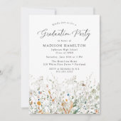 Invitation Élégante Dainty Fleur sauvage fête de graduation (Devant)