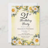 Invitation Elégante Daisies Jardin Floral 21e fête d'annivers (Devant)
