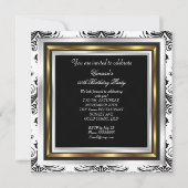 Invitation Elégante Damask Anniversaire Party Gold Black Whit (Dos)
