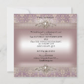 Invitation Elégante Damask Pink Cream Pearl fête d'anniversai (Dos)