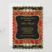 Invitation Elégante Damask Rouge Black Gold fête d'anniversai (Dos)