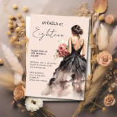 Invitation Élégante dame en Black Gown 18e fête d'anniversair